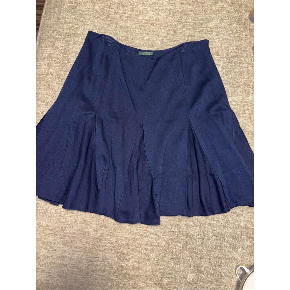 NWT 16 W Lauren Ralph Lauren Fit And Flare Mini Baby Blue Stretch Side Zip